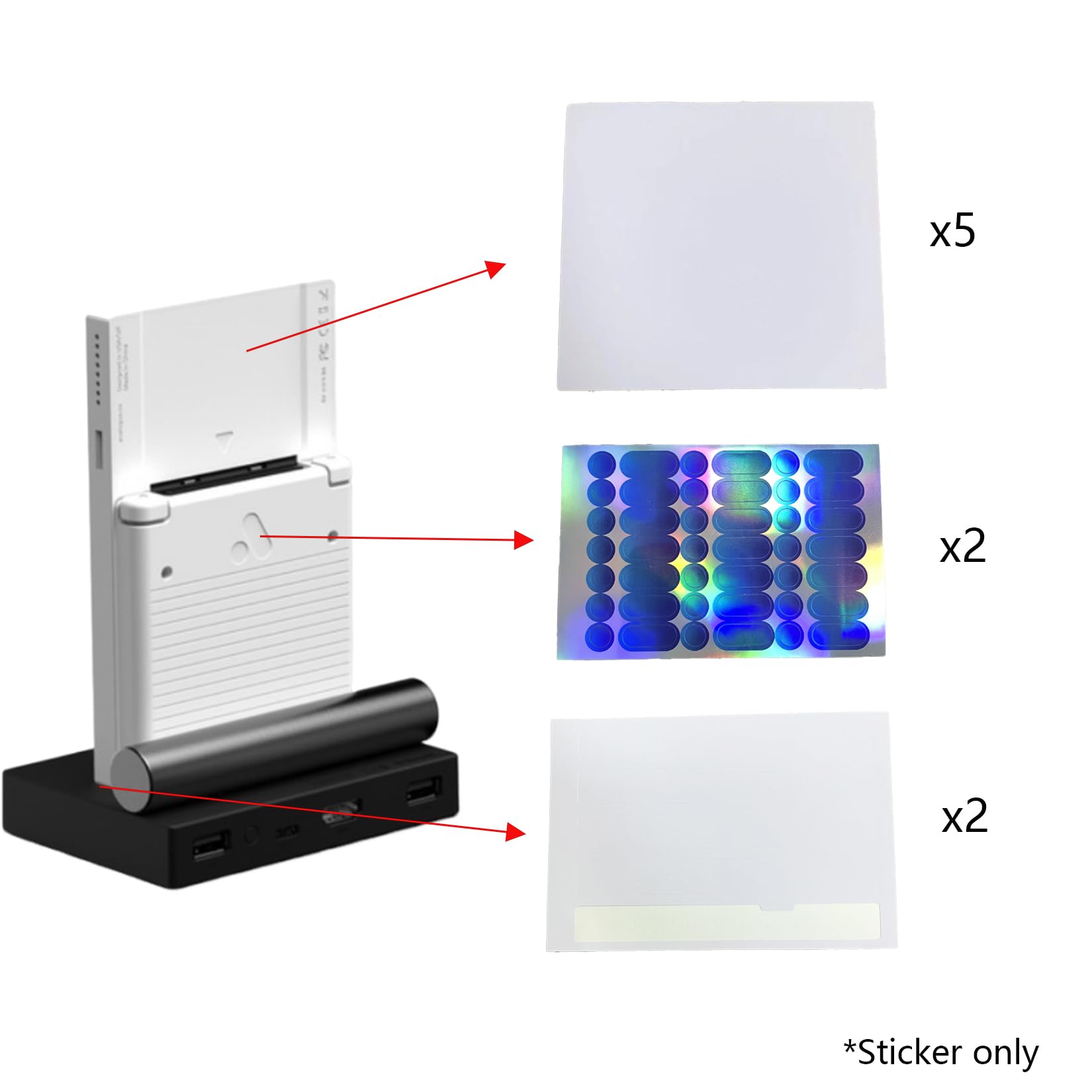 Anti Scratch Decal Compatible with Analogue Pocket, Bottom Protection Stickers, Holo Back Cartridge Area Protection Sticker, Pocket Handheld Game Console Sticker, White