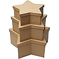 Factory Direct Craft Handcrafted Paper Mache Star Shaped Box Set - 3 Premade Papier Mache Cardboard Nested Star Boxes (1 of Each Size Box) - Ready to Paint and Decorate (7-1/2", 9", 11")