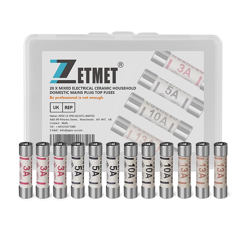 28 x Mixed BS1362 Electrical Ceramic Household Domestic Mains Plug Top Fuses 3Amp 5Amp 10Amp 13Amp