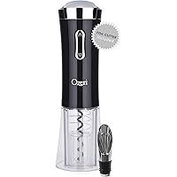 Ozeri Nouveaux II Electric Wine Opener in Black, with Foil Cutter, Wine Pourer and Stopper