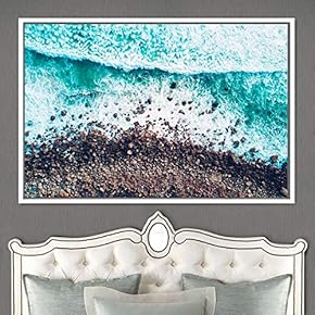signwin Framed Canvas Wall Art Coastal Scenery Aerial...