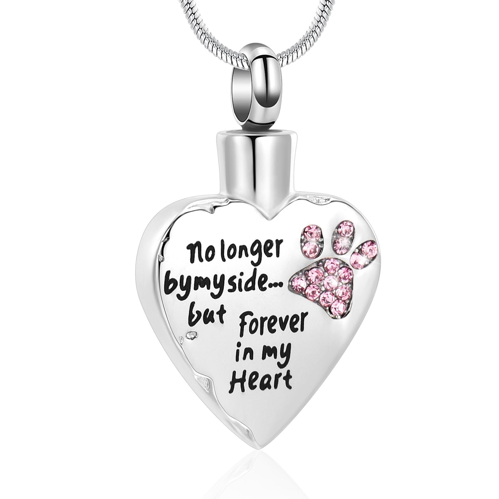 Minicremation Urn Necklaces for Ashes No Longer by My Side,But Forever in My Heart Carved Locket Cremation Urn Necklace for Pet Dogs Cats Ashes