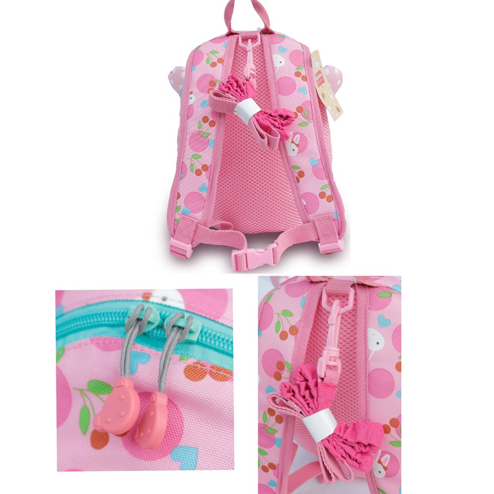Kids Baby Backpack Anti-lost Travel Shoulder Bag with Safety Leash for Girls Pink