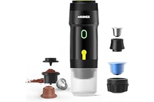 AIBOKEE Portable Electric Espresso Machine,Travel Coffee Maker for Camping, Car Coffee Maker Self-Heating with USB-DC,3-in-1 Extraction of 8g Coffee Powder,NS and Small Capsules for RV,Hiking,Office B