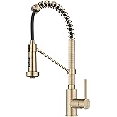 KRAUS Bolden Commercial Style 2-Function Single Handle Pull Down Kitchen Faucet in Spot-Free Antique Champagne Bronze, KPF-1610SFACB