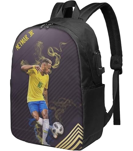 Luja Dling #10 Neymar Adult Backpacks Bag Laptop Bag Bookbag Usb Backpack 17 Inch For Daily, Black : Electronics