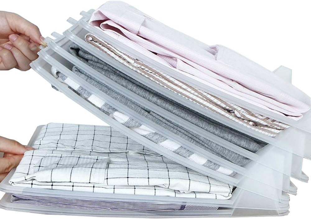 Velidy Closet Organizer Shirt Folder Shirt 5 Pack Stackable T Shirt, Document Organizer, Clothes Storage Travel Holders Organizers for Closet Organization