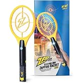 ZAP IT! Rechargeable Electric Fly Swatter Racket - 4,000-Volt Mosquito Zapper with USB Charging Cable and Super-Bright LED Light -Small- Safe 3-Layer Mesh, Yellow, Bug Zapper for Indoors and Outdoors
