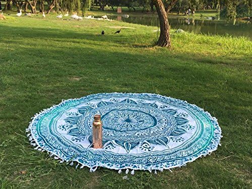 Ultimate All Round Beach Towel Round Tapestry Mandala Round Towels (Green Ombre)