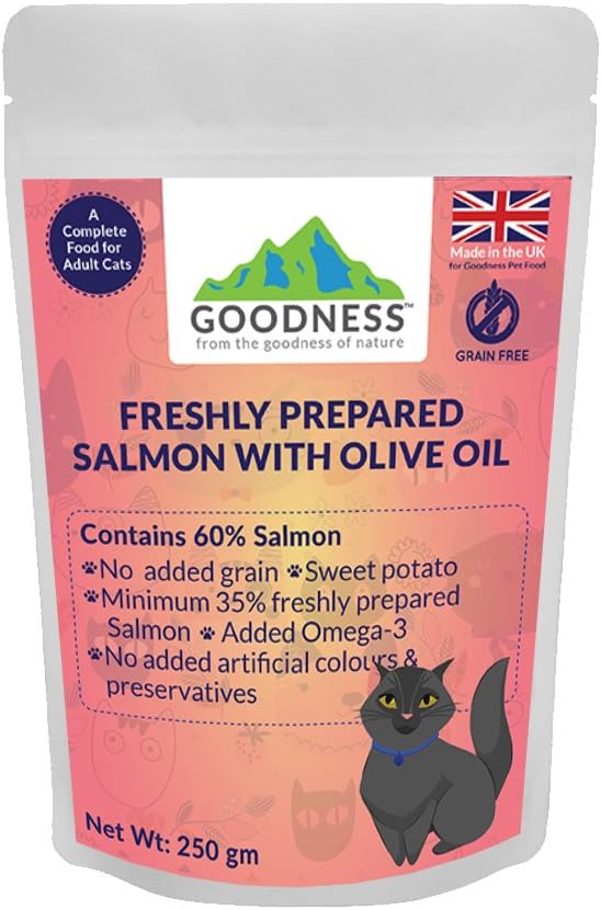 Goodness Freshly Prepared Grain Free Dry Cat Food (60% Salmon, 250 g)