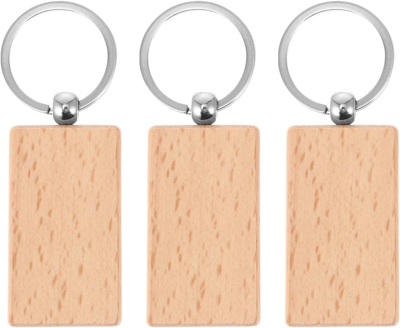 TOYMYTOY 3pcs Blank Wooden Keychain Unfinished Personalized EDC Wood