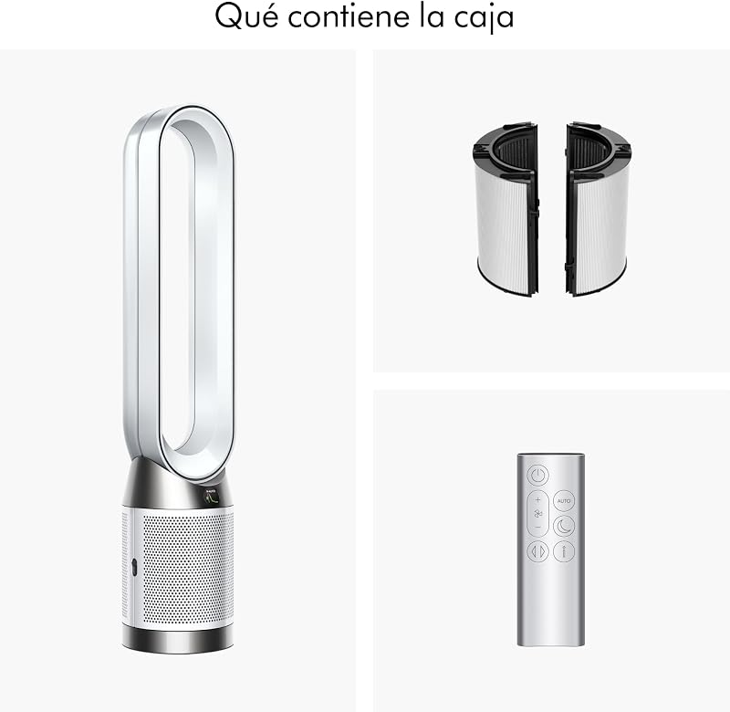 Purifier Cool™ PC1 Ventilador de Torre y Purificador de Aire, Filtro HEPA H13, Refrigeración Potente, Control por App y Mando, Sin Aspas, Oscilación 350°, Blanco