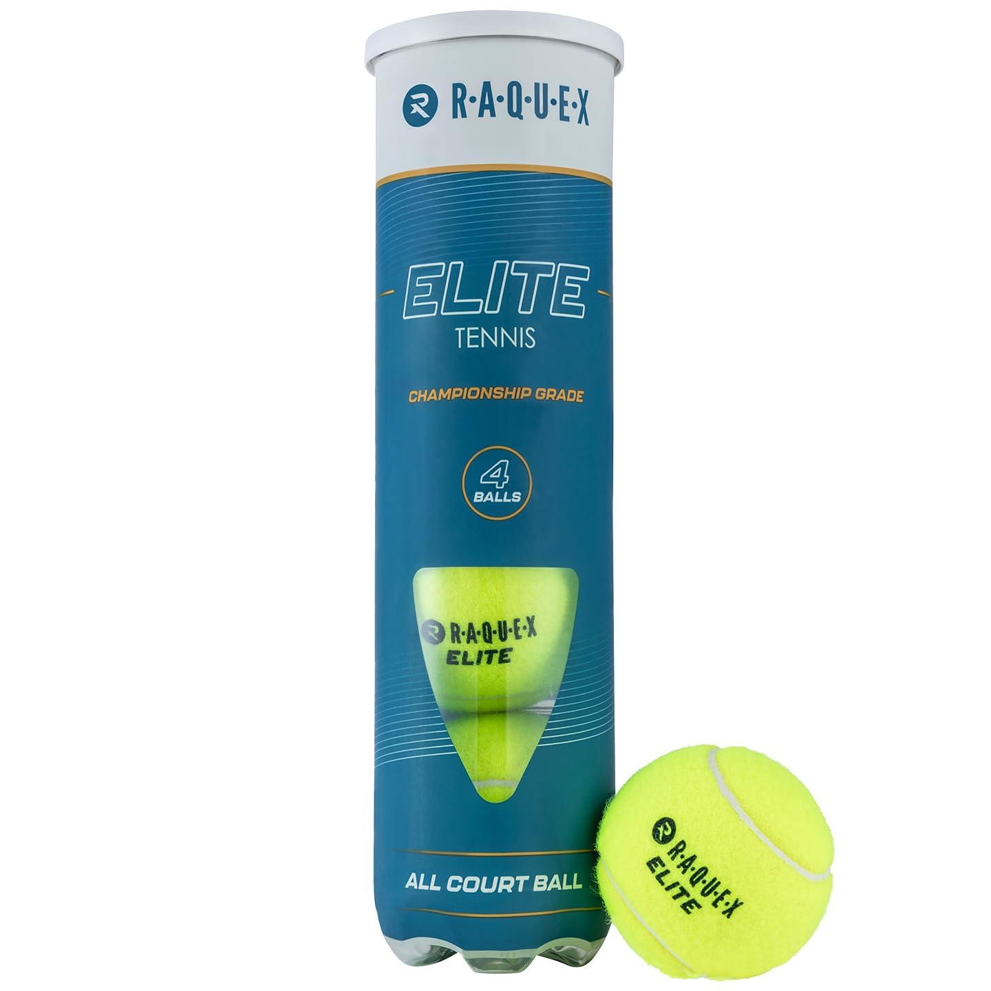Raquex Elite 4x Tennis Balls (1 to 48 tubes) – All Court Championship Tennis Balls, Professional & Tournament Play – ITF Specification