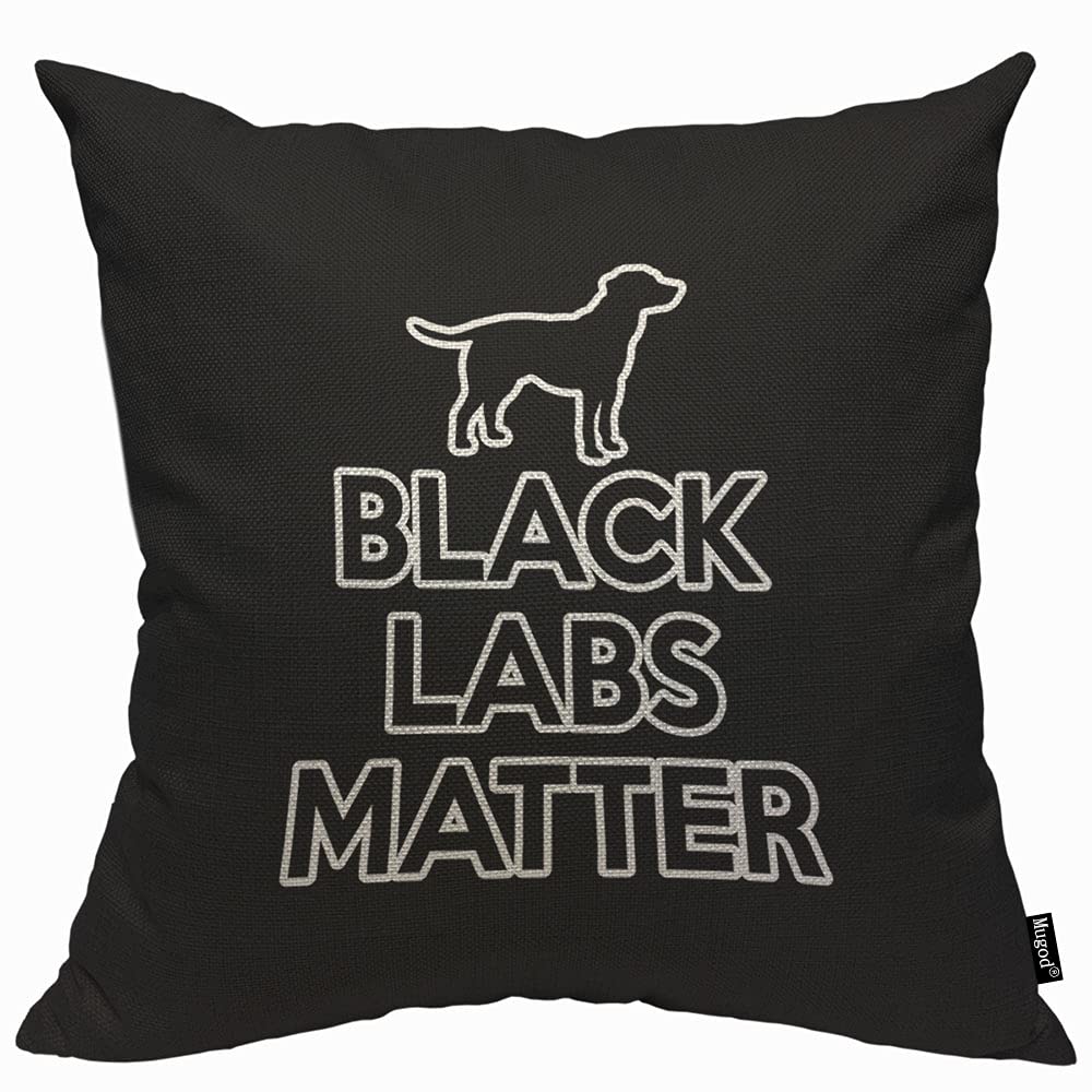 Mugod Black Labs Matter Cushion Cover Throw Pillow Covers Simple Black Dog Pillow Case for Men Women Decorative Home Sofa Chair Couch 45x45cm/18x18 Inch
