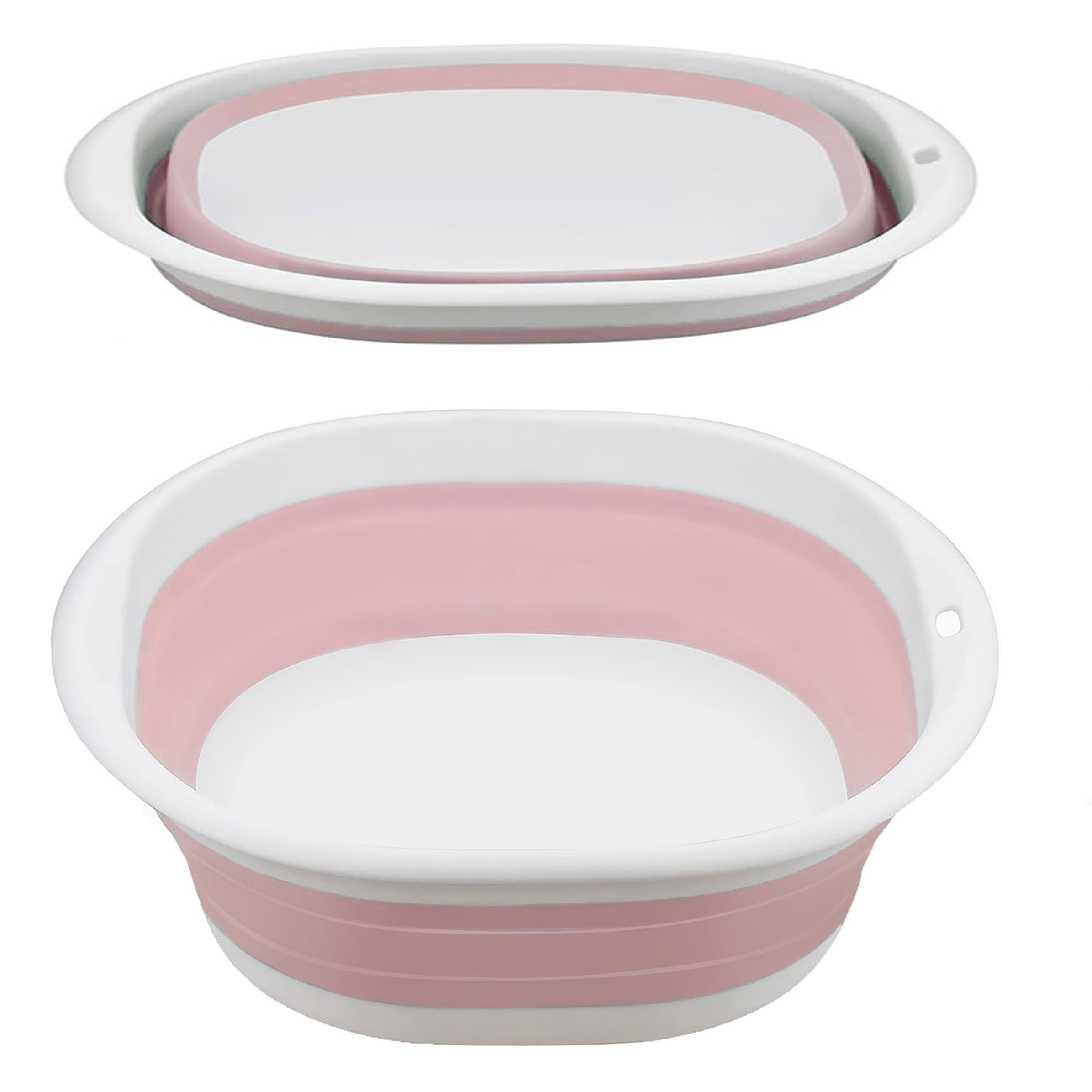 9L Collapsible Washing Up Bowl, Portable Wash Basin Silicone Plastic Basket Multipurpose Outdoor Travel Basin Camping Sink, Space Saving Folding Washtub (Pink)