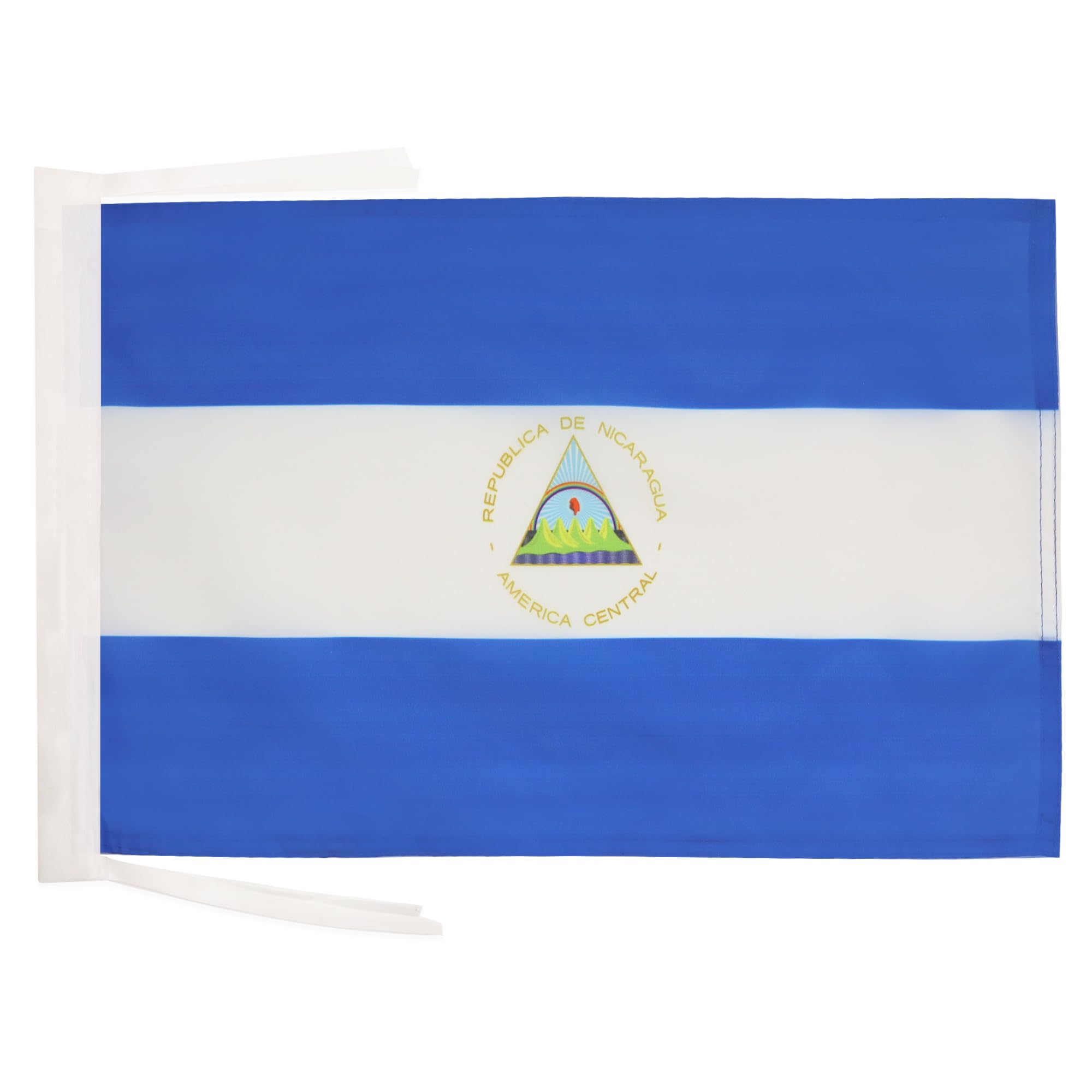 AZ FLAG - Nicaragua Flag - 18'' x 12'' - 100% Polyester Nicaraguan Small Banner with Two Cords - Fade Resistant - Vivid Colors - 18x12 in - 45x30 Cm — image 1