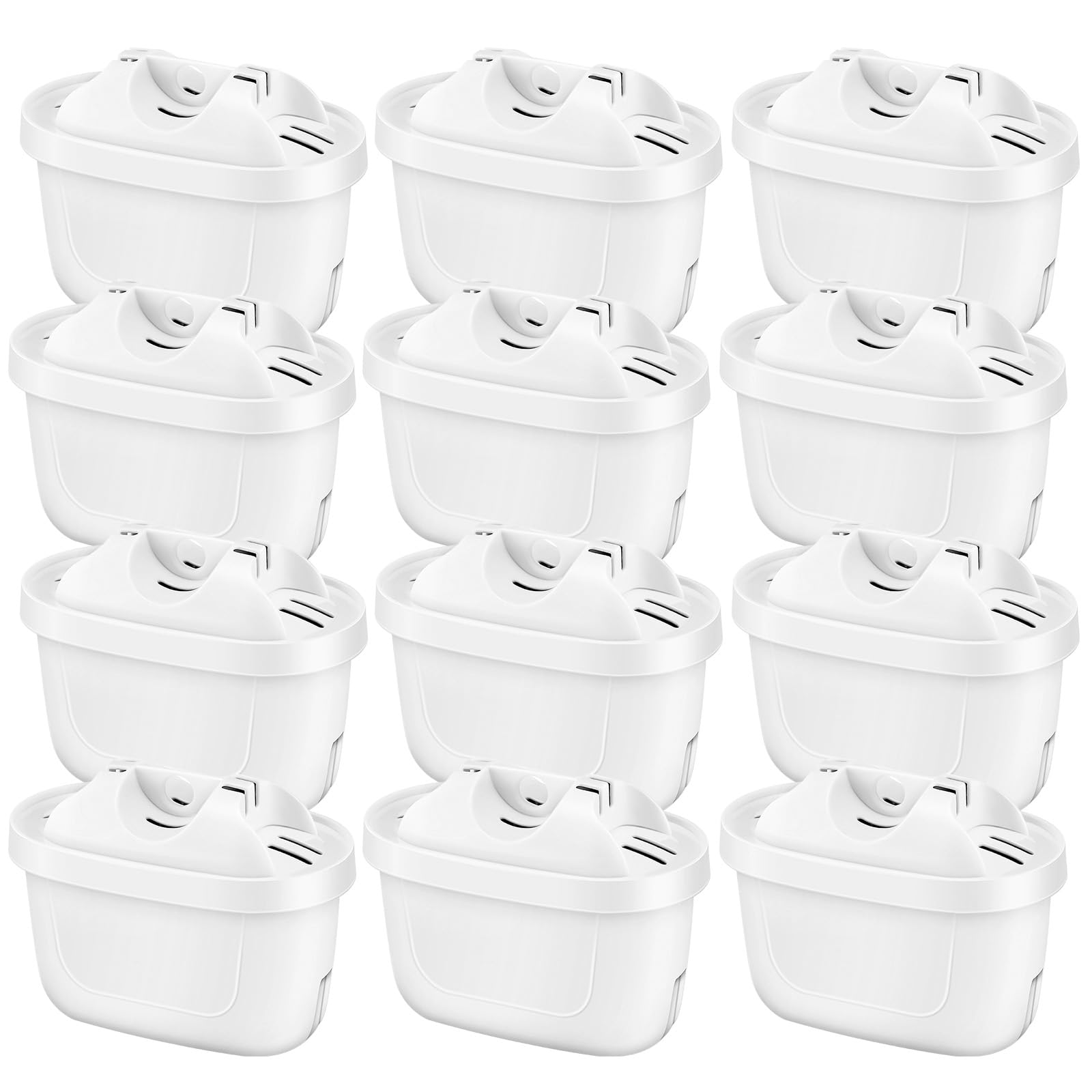 12 Pack Replacement Water Filter Cartridges Compatible with Brita Maxtra+ Jug, Brita Style, Mavea Elemaris XL Water Tank, 4 Layers Filtration