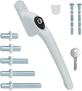 FixRello PVC Window Handles for uPVC Windows White with Black Button
