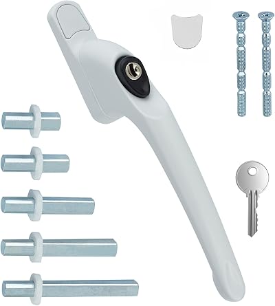FixRello PVC Window Handles for uPVC Windows White with Black Button
