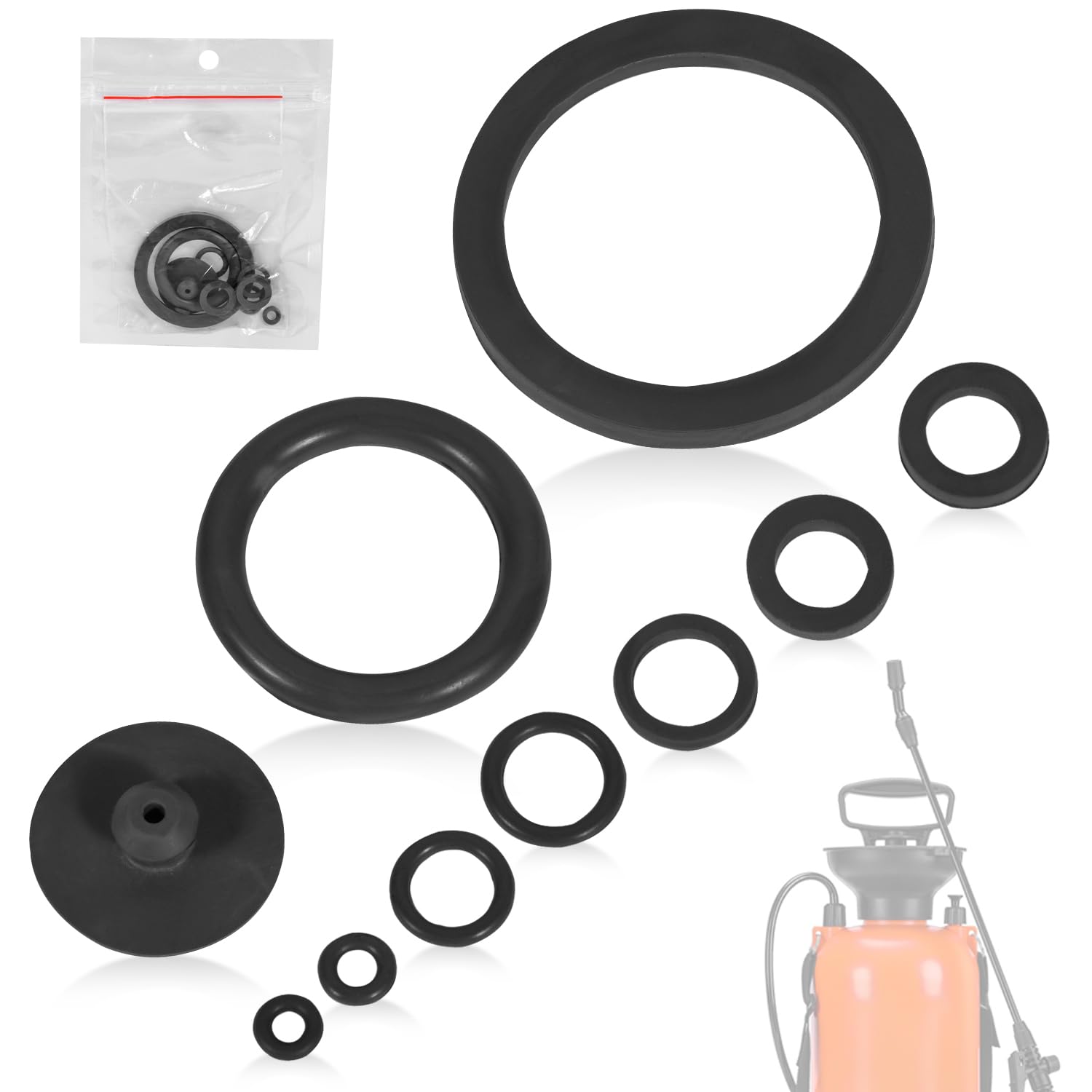 Photo 1 of 10Pcs Sprayer Seal Rings Kit - NBR Rubber O-Rings & Gaskets Replacement for Most 1 Gallon (3L), 1.3 Gallon (5L), 2 Gallon (8L) Garden Pressurized Hand Sprayers - Durable Pump Repair Parts