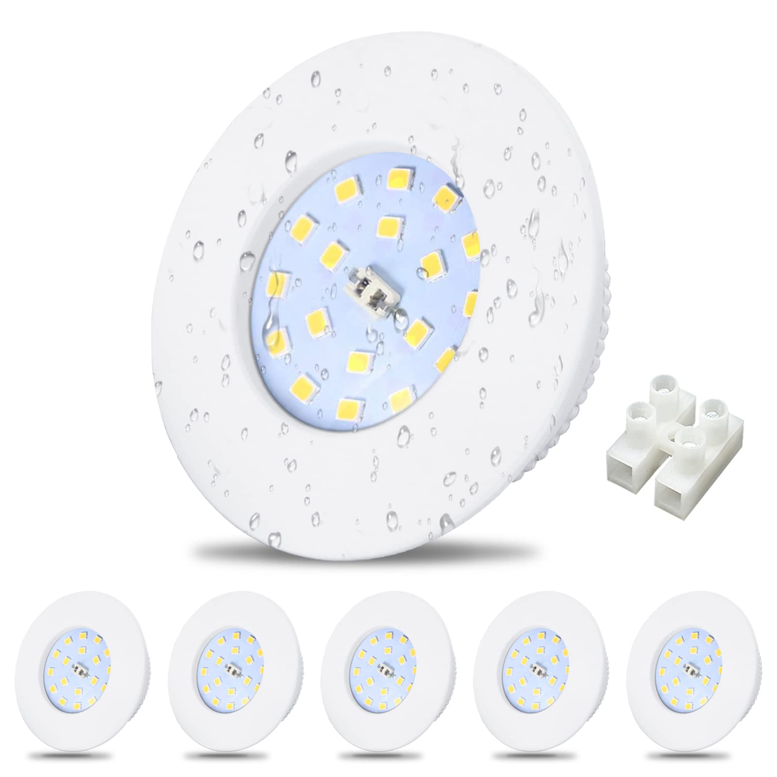 Allesgute 6X 5W LED Downlights for Ceiling IP44 Bathroom Recessed Ceiling Lights White Spotlights 240V Cool White 6000K, Cutout Ø60-68mm