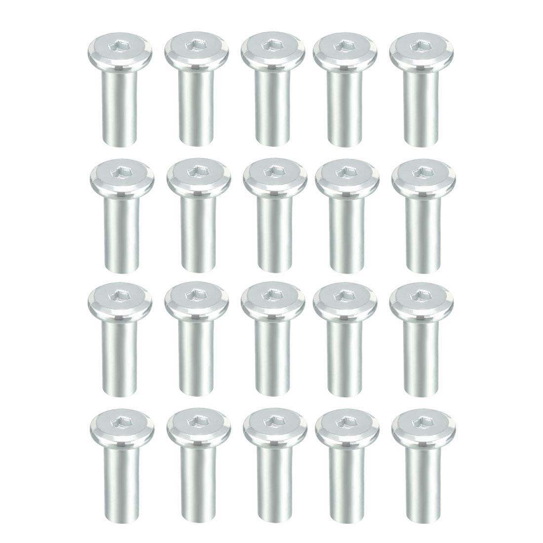 sourcing map M6x22mm Hex Socket Head Insert Nut Screw Post Sleeve Nut for Furniture 20pcs