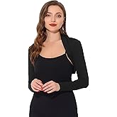 Allegra K Elegant Shrugs for Women's Long Sleeve Cotton Knit Open Front Bolero Shrug