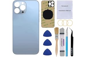 Perzework OEM Rear Cover Back Glass Replacement for iPhone 13 pro max 6.7 inch All Carriers with with Installment Manual and Professional Repair Tool Kits（Sierra Blue