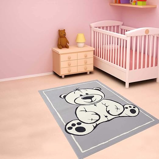 Un Amour De Tapis Tapis Chambre Af Teddy Bear Gris Blanc