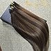 Sunny 22inch 20pcs 50g Two Tone Color#2 Fading to Dark Brown Mixed Honey Blonde Colorful Highlight Balayage Seamless Tape in Human Hair Extensions