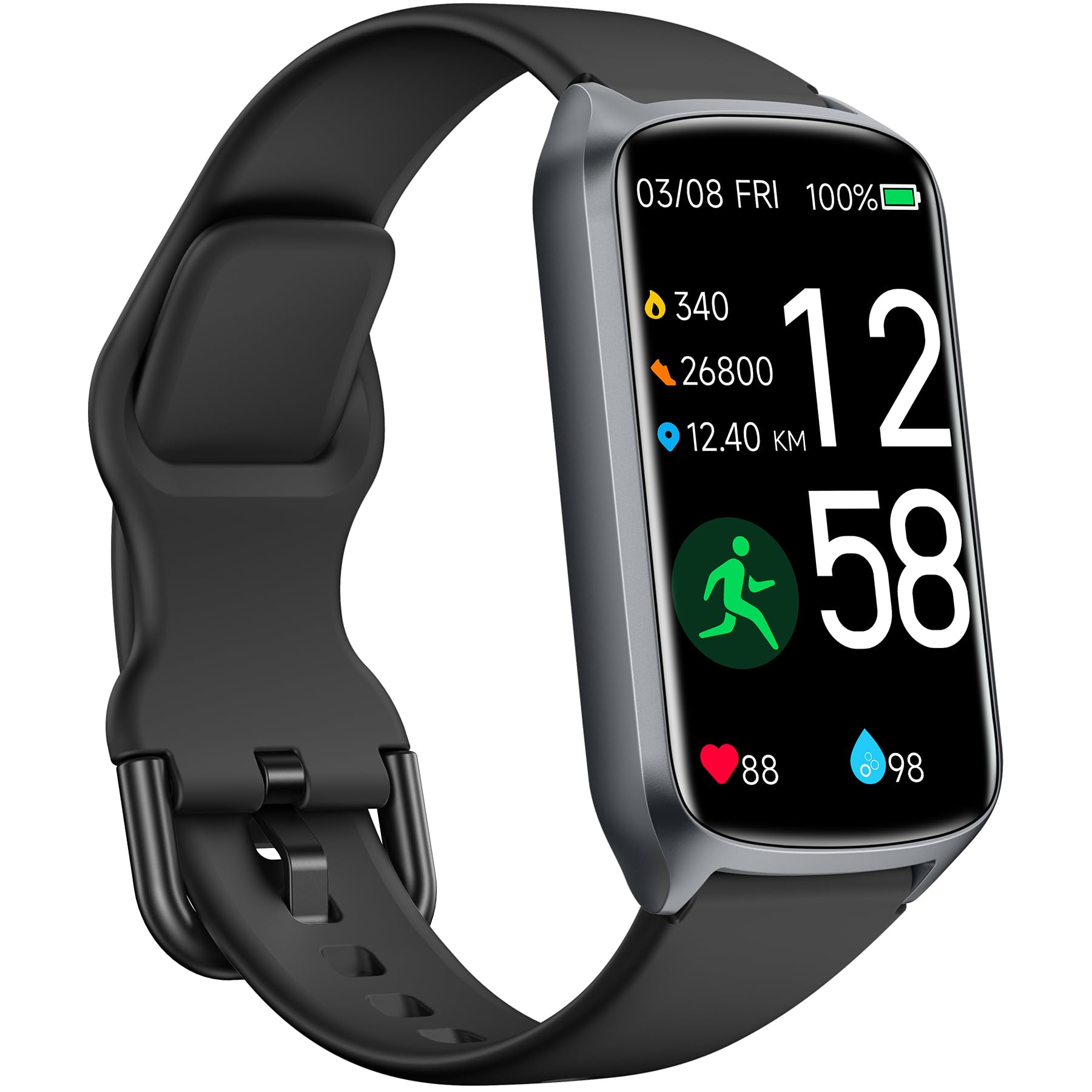 Amzhero Amzhero Health Fitness Tracker with 24/7 Heart Rate, Blood Oxygen, Blood Pressure, Sleep Tracker, 5ATM Waterproof Activity Trackers with Step Tracker, Pedometer (S & L Bands Included)