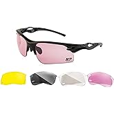 Smith & Wesson M&P Harrier Half Frame Interchangeable Shooting Glasses with Impact Resistance & Anti-Fog Lenses, Black, 1Size