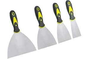 Listenman Putty Knife Set, 4 PCS (2,3,4,6 inch) Spackle Putty Knives, Metal Scrapers, Putty Scrapers for Drywall, Putty, Decals, Wallpaper, Baking, Patching and Painting