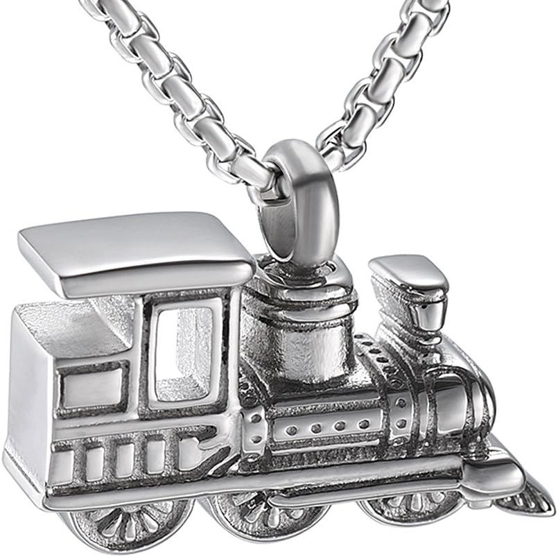 OinsiStainless Steel Mini Train Cremation Jewelry For Ashes Memorial Urn Necklace Keepsake Urn Pendant For Loved Ones
