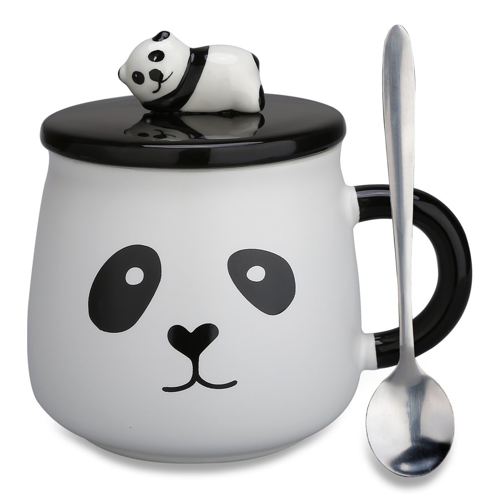 Lovely Cute 3D Panda Ceramic Coffee Mug Milk Tea Cup with Funny Lid and