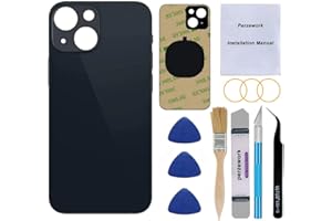 Perzework OEM Rear Back Glass Replacement (Black) Compatible with iPhone 13 6.1 inches All Carriers with Pre-Installed Adhesive and Repairing Tool Kits