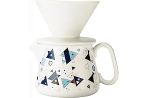 Polydremio Pour Over Coffee Maker, Ceramic Coffee dripper with 100 pcs Size 02 Paper Filter, Ceramic coffee Server with Lid, 