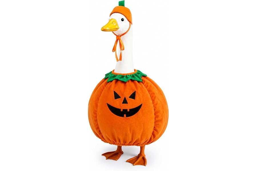 Halloween Porch Goose Outfit for 23" Goose - Pumpkin Porch Goose Clothes | Cute Pumpkin Goose Costume for Halloween Outdoor Patio Yard Lawn Decor
