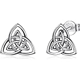 INFUSEU 925 Sterling Silver Celtic Knot Stud Earrings for Women Girls, Small Irish Jewelry 6-10 mm