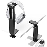 Headphone Stand Under-Desk or Headset Holder Above-Desk, Headphone Hanger & Headset Hook Under Desk Mount with Spring Clamp & Height Adjustable & Cable Clip for Gaming Gift Accessories. PC Game Headsets