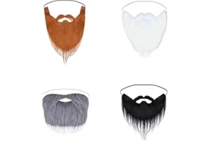DONHUA 4 PCS Fake Mustache, Fake Beard, Self Adhesive Funny False Costume Whisker for Christmas Halloween Party Adults Childr