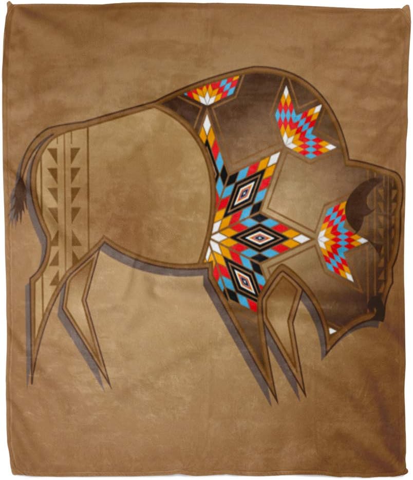 Emvency 60" x 80" Super Soft Throw Blanket Animal Buffalo with Native