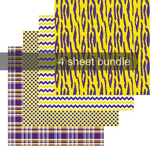 Tiger Print Heat Transfer Vinyl, Football Pattern Vinyl, 4-12"x12" Sheet Bundle, Free Transfer Sheet
