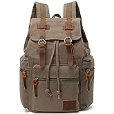 AUGUR High Capacity Canvas Vintage Backpack - for School College Hiking Travel 12-17" Laptop