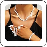 Unicra Silver Rhinestone Bridal Wedding Jewelry Set Crystal Necklace Earrings Sets Formal Costume Jewelry for Women and Brides