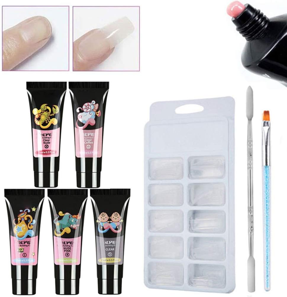 Liveday Poly Nail Gel Kit Polish Nail Art Extension Acrylic Kits Quick Dry