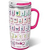 Swig Life 22oz Travel Mug, Insulated Tumbler with Handle and Lid, Travel Coffee Mug, Cup Holder Friendly, Stainless Steel 22 oz Tumbler, Reusable Insulated with Lid (Mahjong)