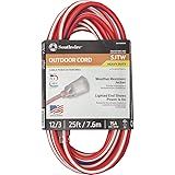 Southwire 2547SWUSA1 25-Feet, Contractor Grade, 12/3, Lighted End Red White and Blue, American Made Extension Cord, Indoor an
