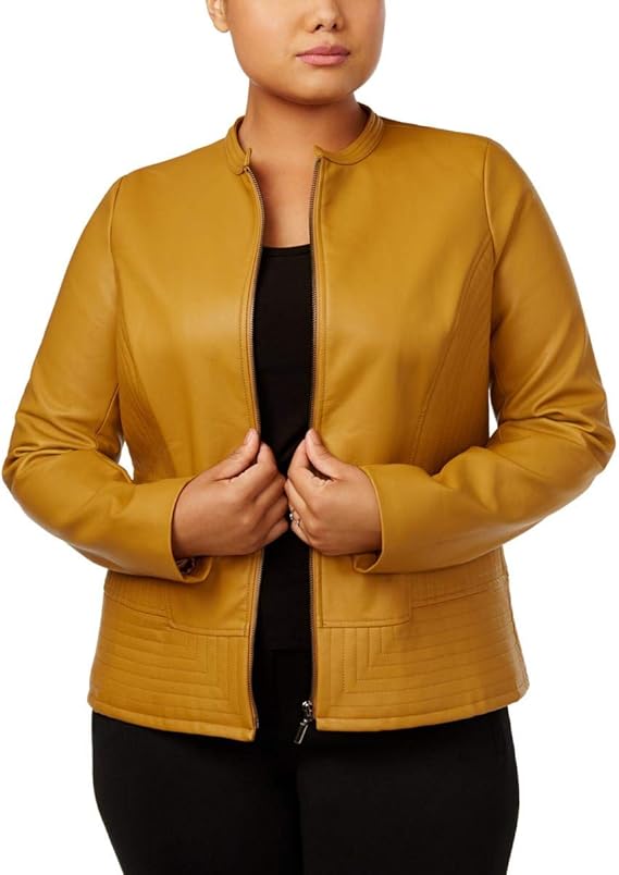 Alfani Womens Plus Faux Leather Fall Jacket Tan 1X at Amazon Women's Coats Shop