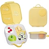 b.box Mini Lunch Box - 4.25 Cup Leak Proof Bento Box for Kids Ages 3+ - 3 Compartment Snack Containers, School Lunch Container, Dishwasher Safe, BPA-Free, PFAS-Free - Lemon Twist